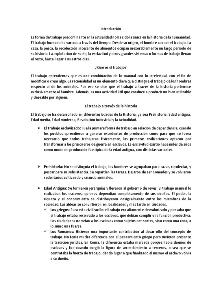 Evolución del Trabajo a lo Largo de la Historia | PDF | Esclavitud ...