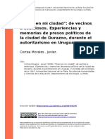 Correa Morales Javier 2008. Preso en Mi Ciudad de Vecinos A Sediciosos. Experiencias y M