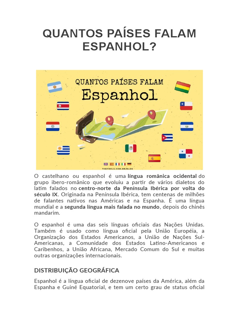 Quantos Países Falam Espanhol | PDF | Espanhol (idioma)