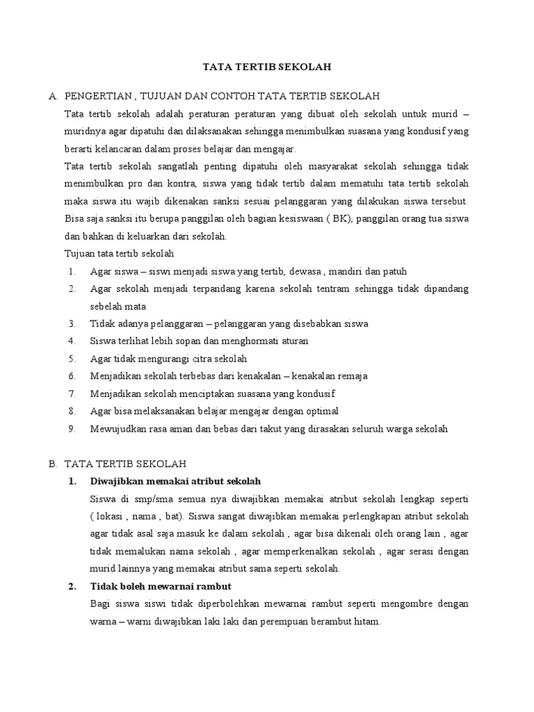Contoh Tata Tertib Sekolah SMP | PDF