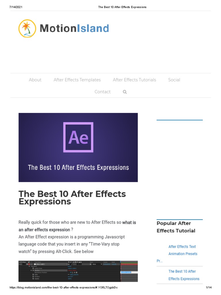 Top 10 After Effects Expressions | PDF | Computing | Software