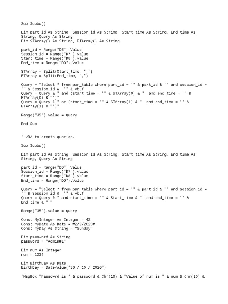 VBA Script | PDF