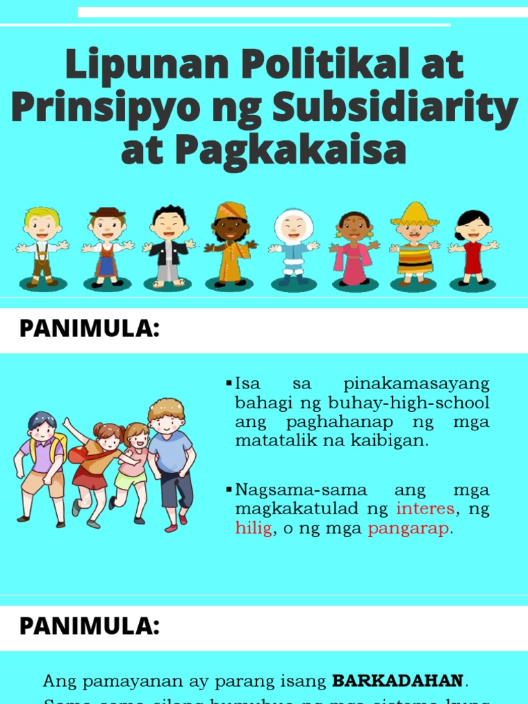 Lipunan Politikal at Prinsipyo NG Subsidiarity at Pagkakaisa | PDF
