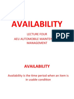 Availability: Lecture Four Aeu Automobile Maintenance Management