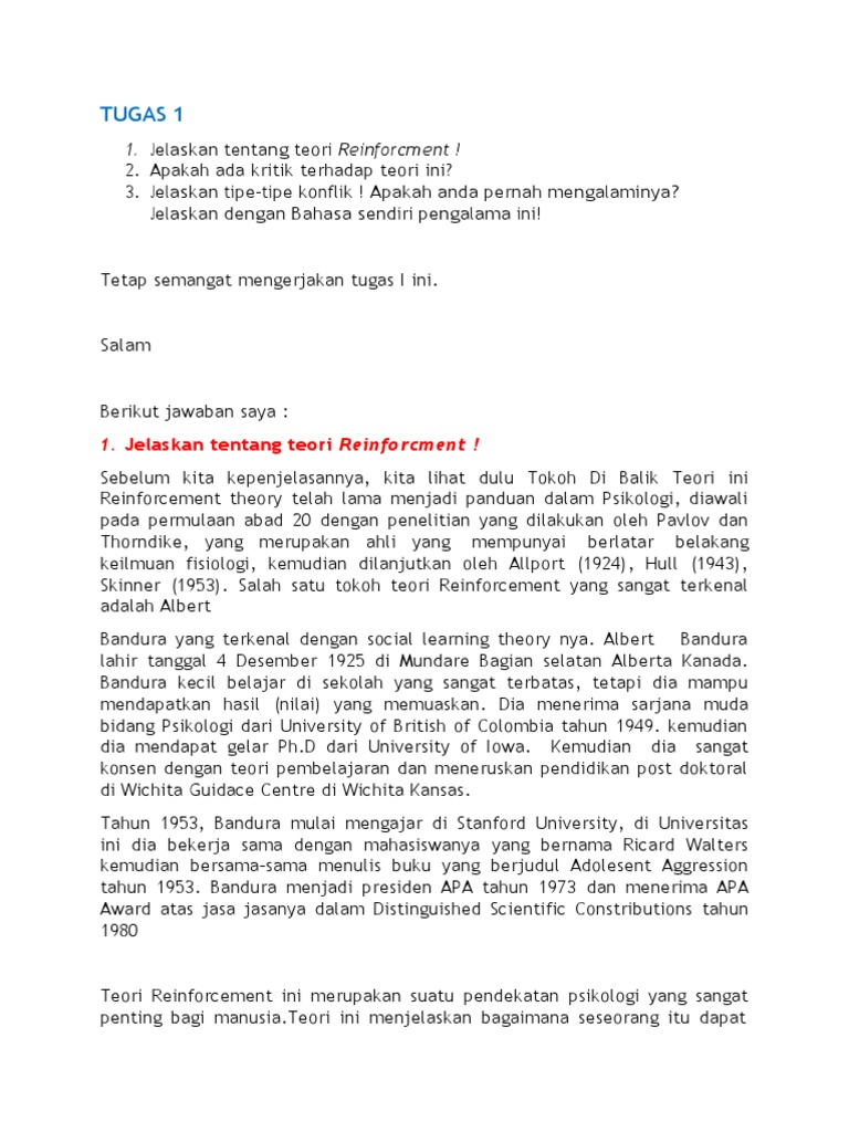 Teori Reinforcement dan Kritiknya | PDF | Karier & Perkembangan | Sains ...