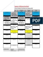 Virginia Military Institute: Academic Class Schedule Worksheet For Spring 2022