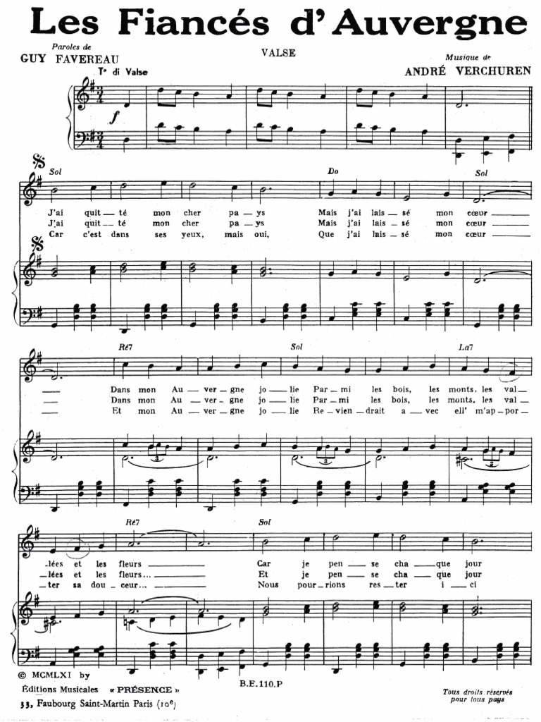 Andre Verchuren Les Fiances D Auvergne Valse Pdf