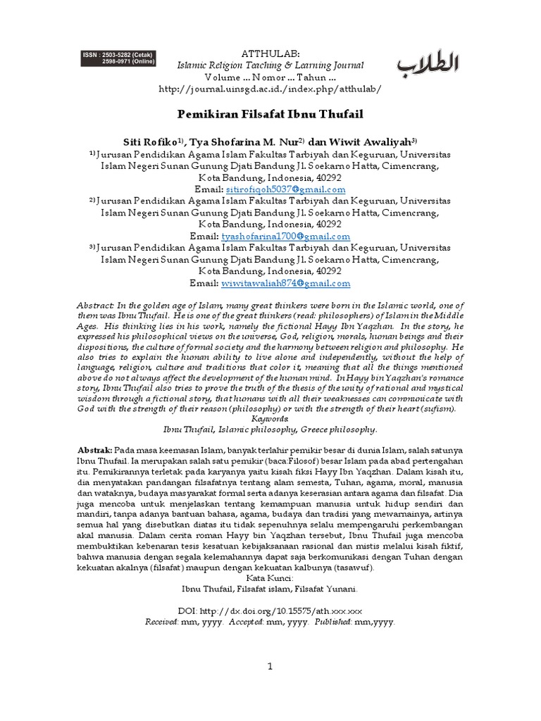 Exploring the Philosophical Thought of Ibn Tufail Through His Influential Work "Hayy ibn Yaqzan