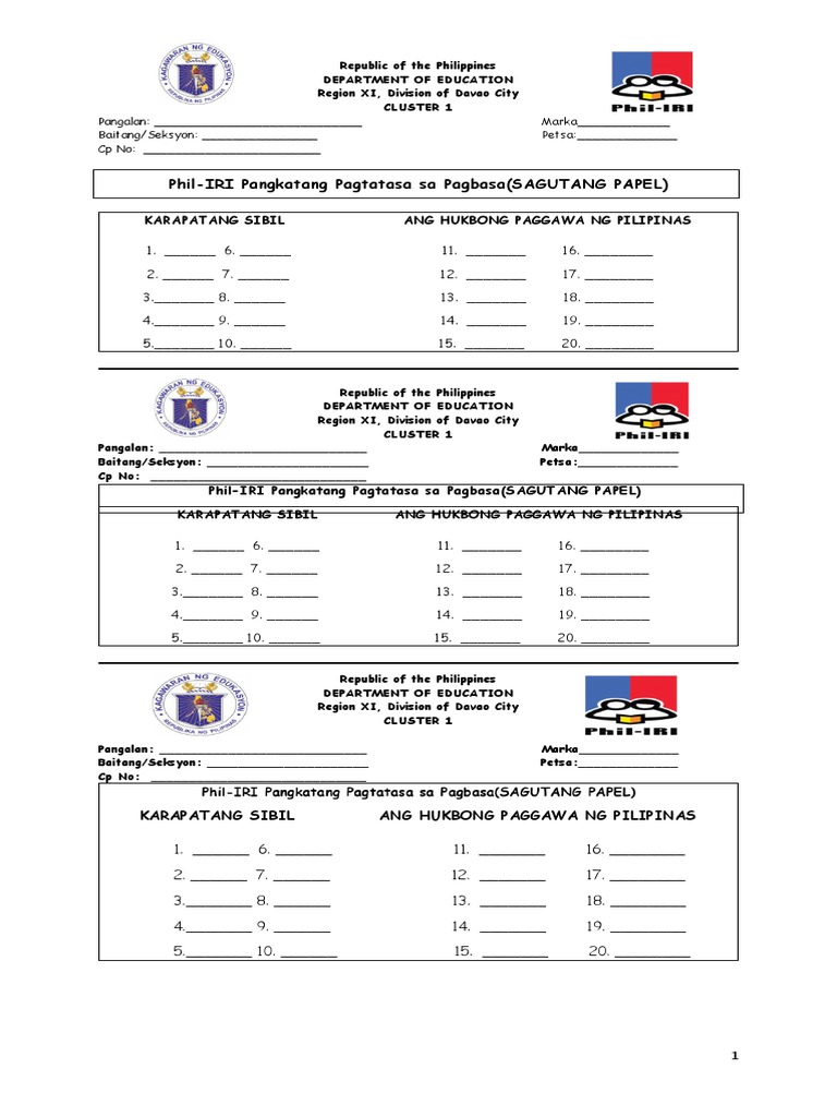 Revised ANSWER SHEET GST KARAPATANG SIBIL | PDF