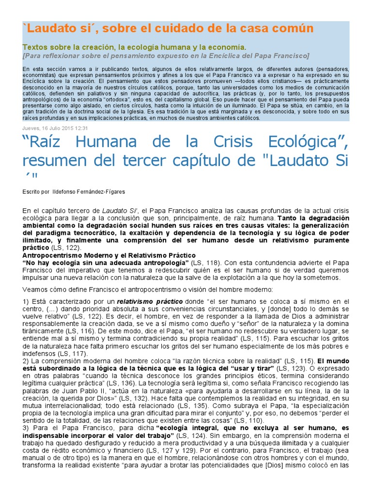Laudato Si Capitulo III | PDF