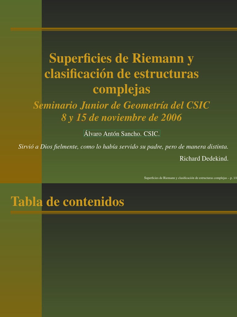 Superficies de Riemann PDF Topología Espacio compacto