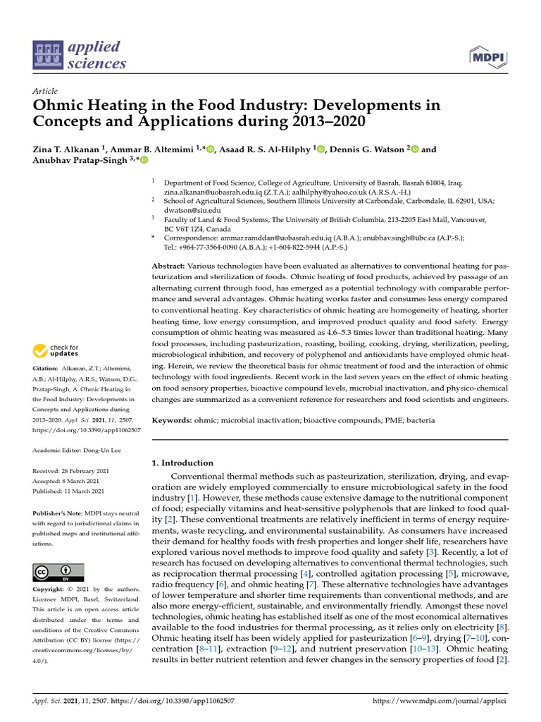 (Alkanan 2021) Ohmic Heating in The Food Industry - Developments in ...