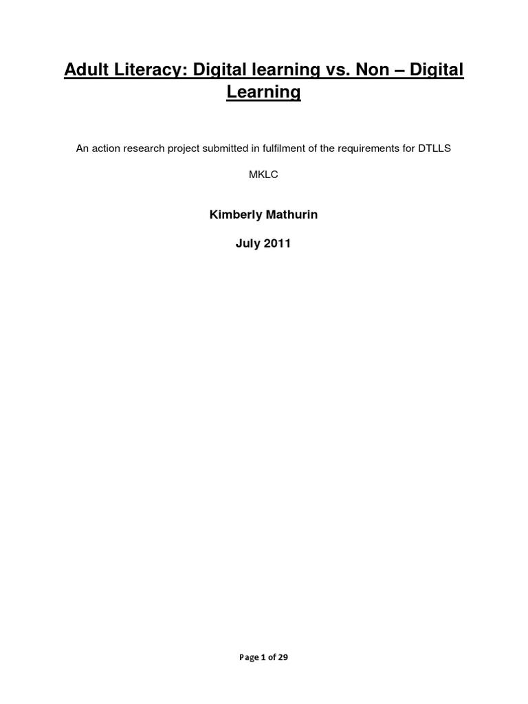 Adult Literacy Digital Learning vs. Non Digital Learning PDF