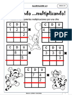 Fichas de Trabajo para Multiplicación de Dos o Tres Cifras Por Una