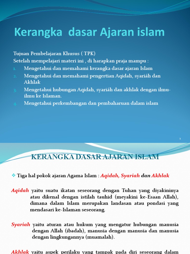 KERANGKA DASAR AJARAN ISLAM Fix | PDF