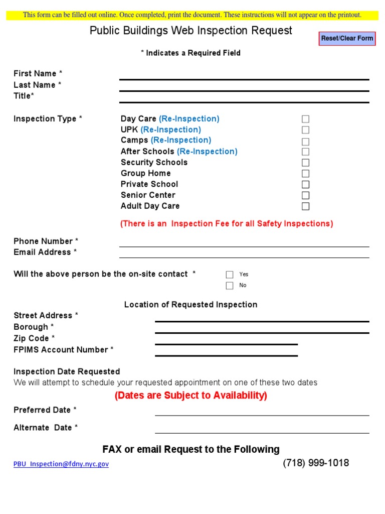 Public Buildings Web Inspection Request: (Re-Inspection) (Re-Inspection ...