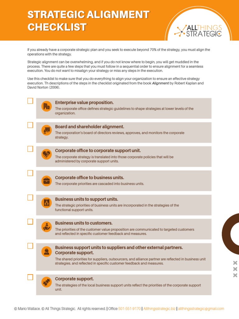 Strategic Alignment Checklist PDF Strategic Management Accountability