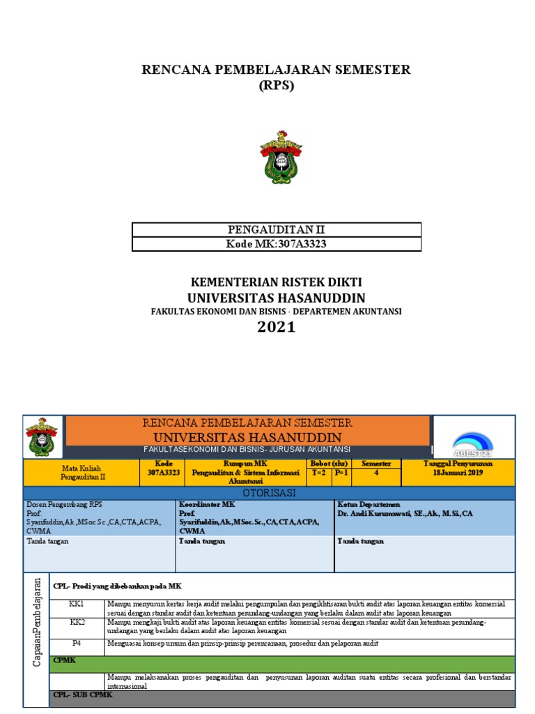 Rencana Pembelajaran Pengauditan II | PDF | Bisnis