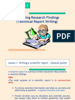 Reporting Research Findings (Technical Report Writing)