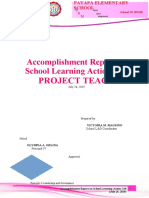 Accomplishment Report On School Learning Action Cell: Project Teach