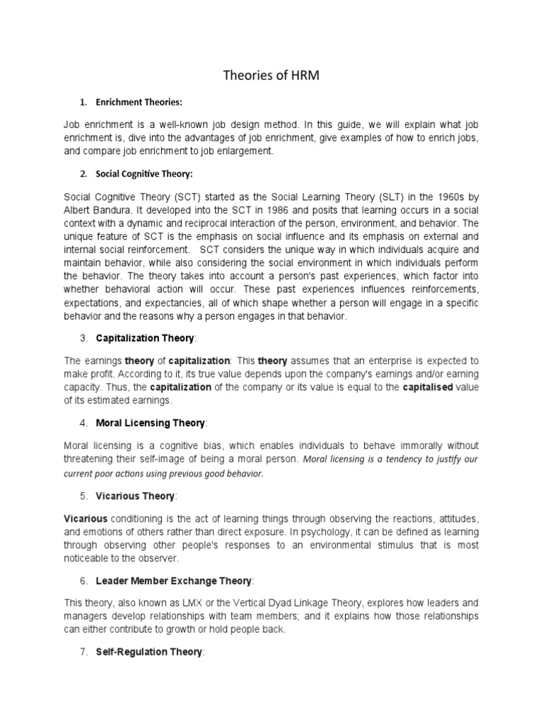 Theories of HRM PDF Motivational Motivation