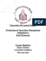 University of Central Punjab Production & Operation Management Submitted To Prof.M.Sarwar