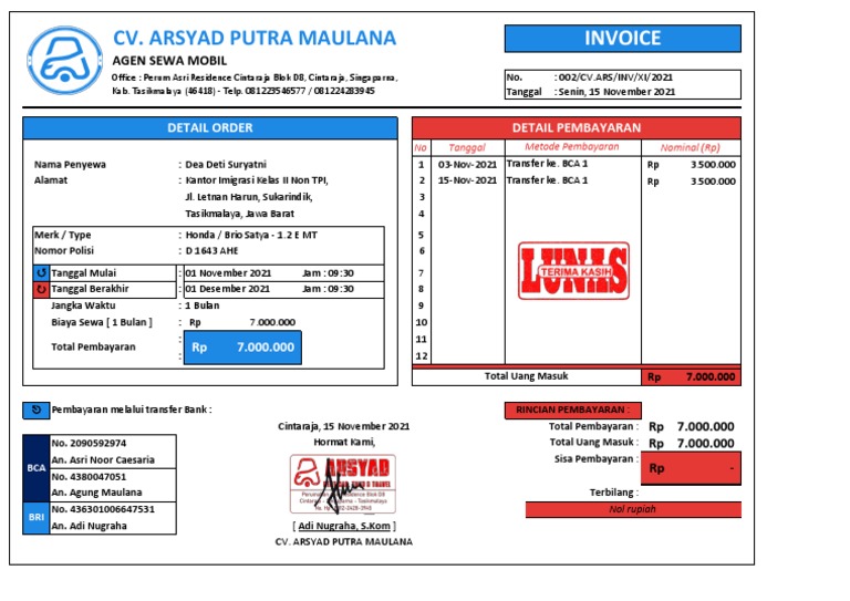 Cv. Arsyad Putra Maulana: Invoice | PDF