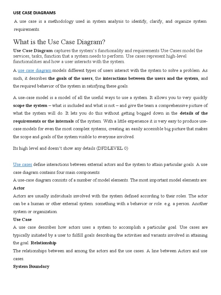 Use Case Diagrams PDF Use Case System