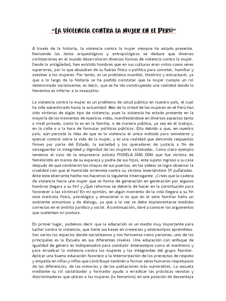 Violencia de Género en Perú | PDF | La violencia contra las mujeres | Mujer
