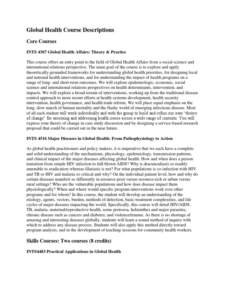 Global Health Course Overview and Details | PDF | Public Health ...