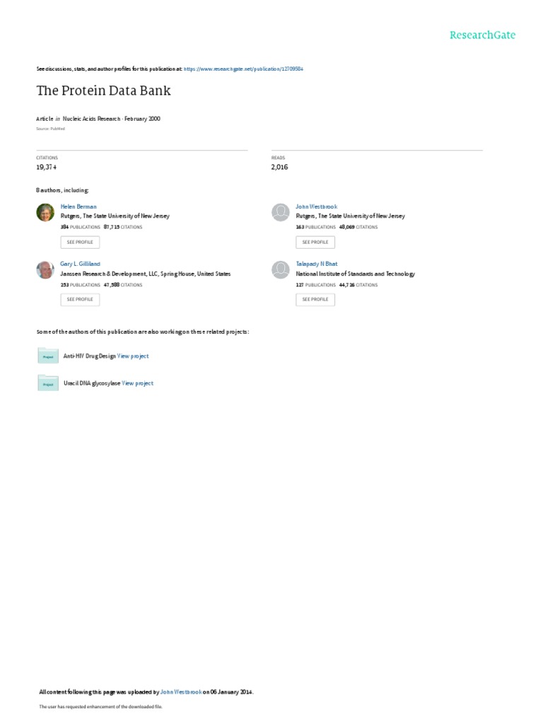 The Protein Data Bank Nucleic Acids Research February 2000 Download