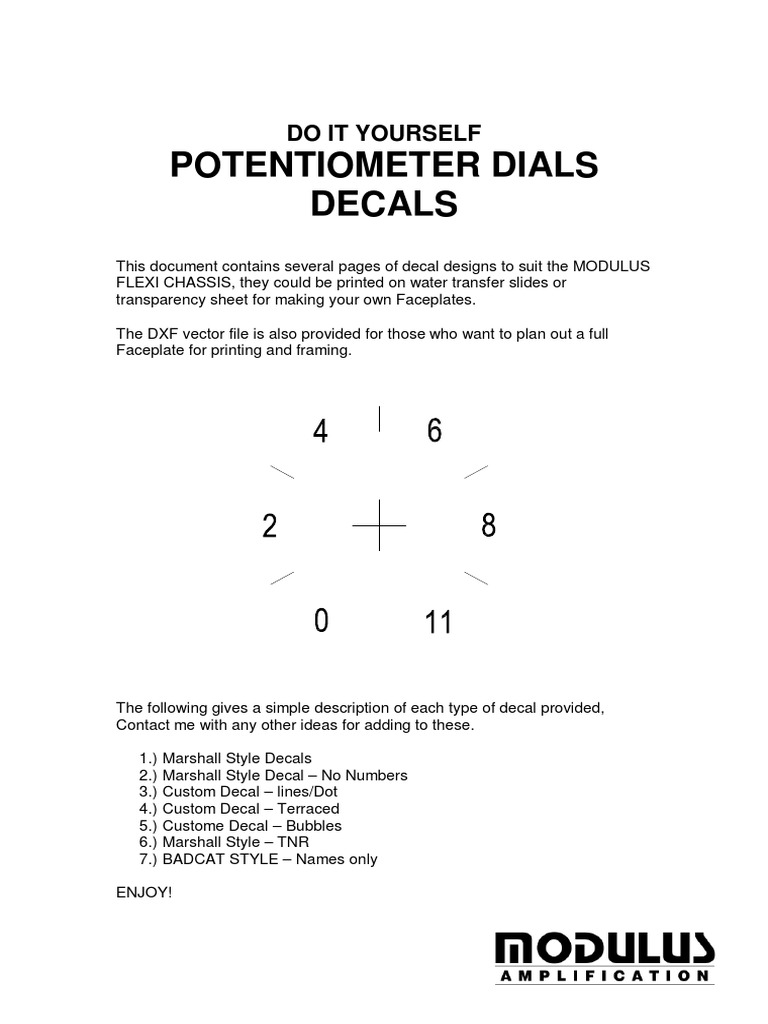 Potentiometer Dial Decal Designs | PDF
