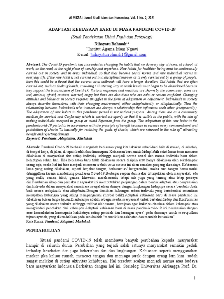 Adaptasi kebiasaan baru dalam masyarakat Indonesia