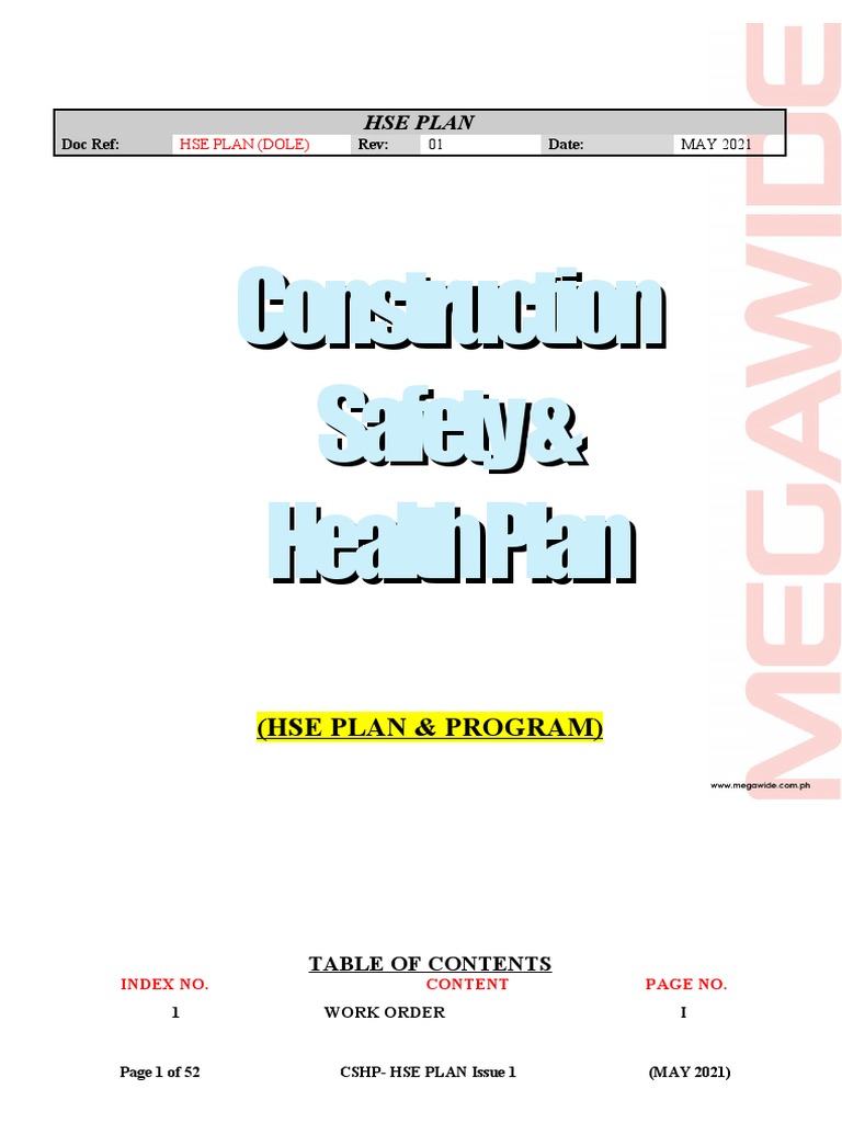Construction HSE Plan Overview | PDF | Risk Assessment | Occupational ...