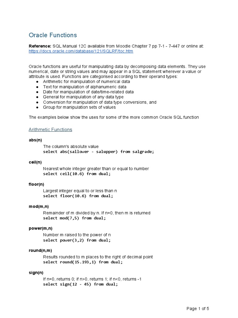 A Comprehensive Guide to Oracle SQL Functions for Data Manipulation and ...