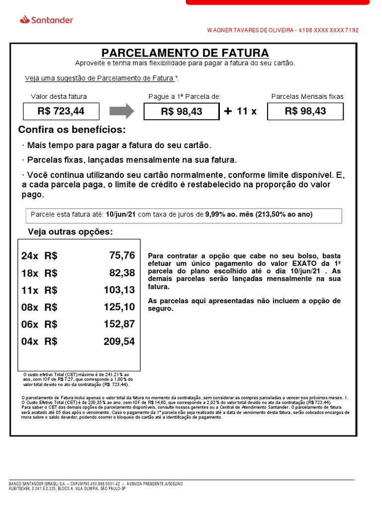 Fatura | PDF | Juros | Crédito rotativo