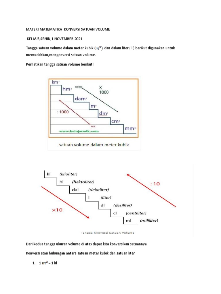 Materi Matematika Konversi Satuan Volume Pdf