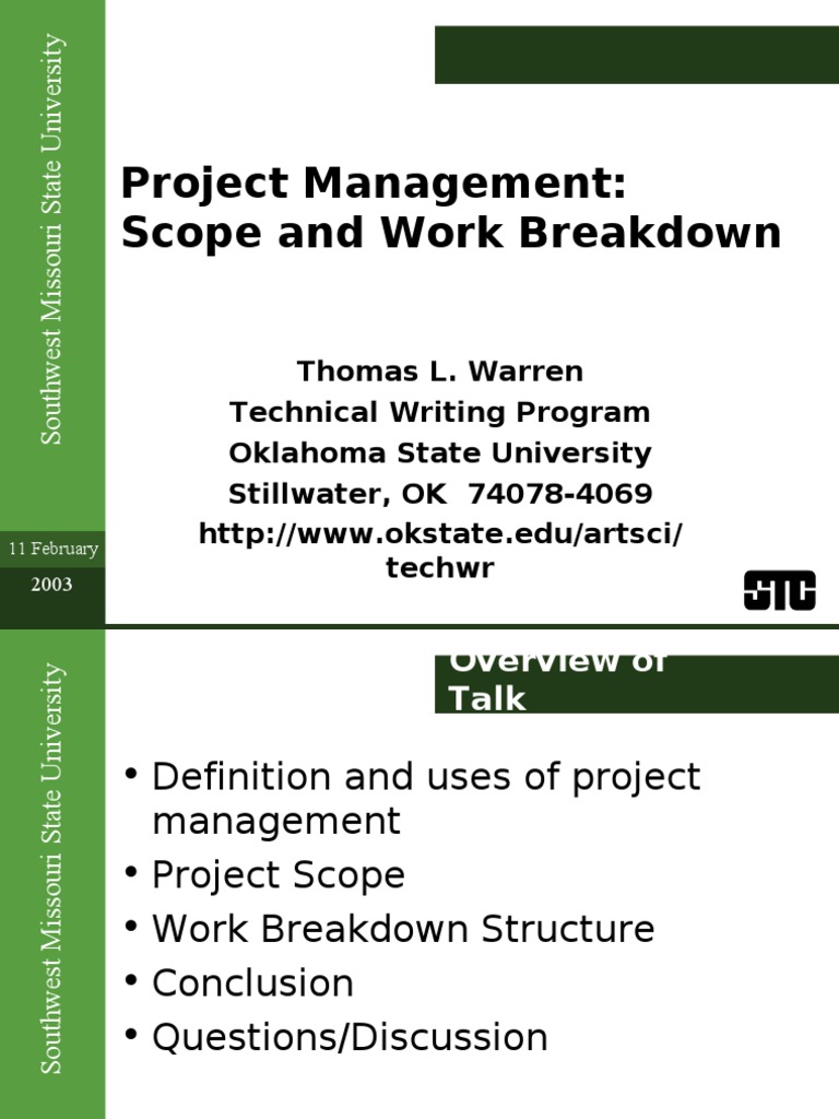 Project Management - Scope and Work Breakdown | PDF | Project ...