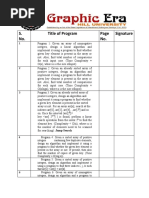 S. No. Title of Program No. Signature: K K k+1 K