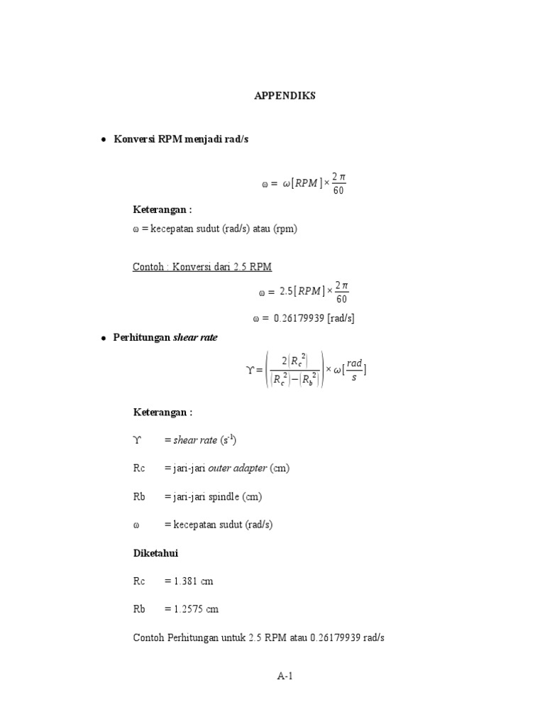 Konversi RPM dan Perhitungan Viskositas | PDF | Metode & Bahan Ajar ...