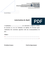 Autorisation de Dépôt de Thèse