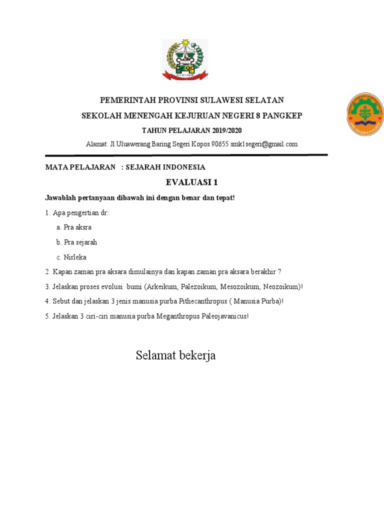 Evalusi 1 Sejarah Pdf