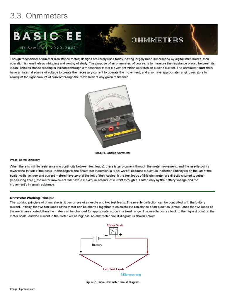 3.3. Ohmmeters Ohmmeter Working Principle PDF Electrical