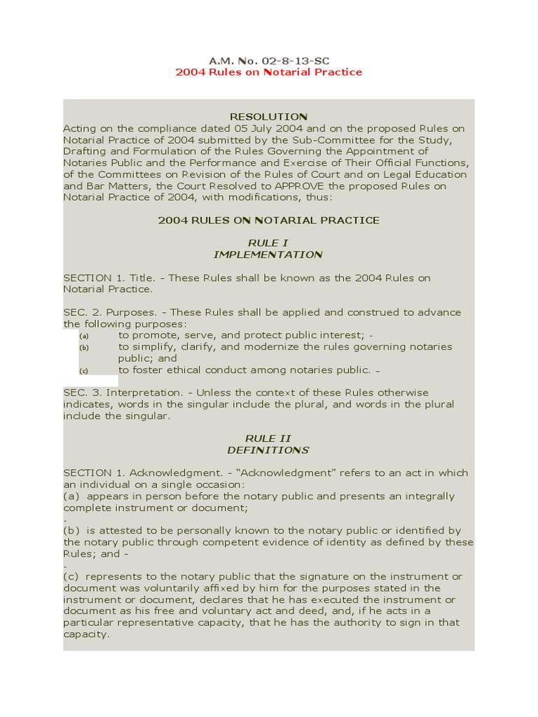2004 Notarial Practice Rules Overview | PDF | Notary Public | Identity ...