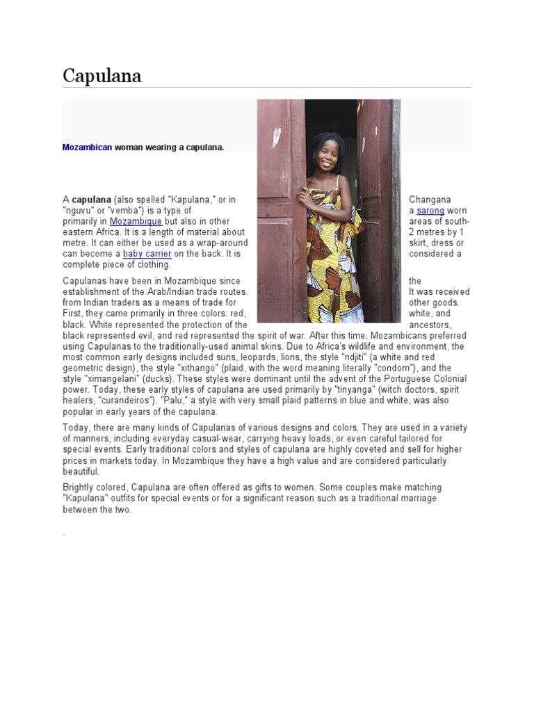 Capulana: Sarong Mozambique | PDF | Consumer Goods | Human Body