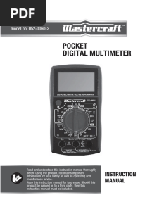 Pocket Digital Multimeter: Model No. 052-0060-2