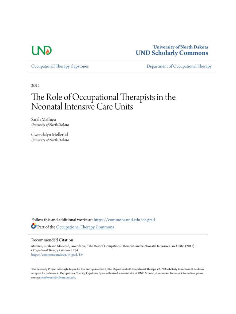 The Role of Occupational Therapists in The Neonatal Intensive Car | PDF ...