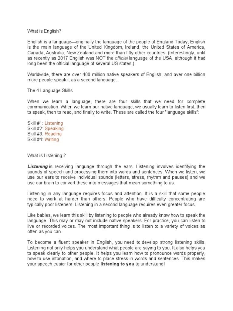 Listening Speaking Reading Writing: Official | PDF | English Language ...