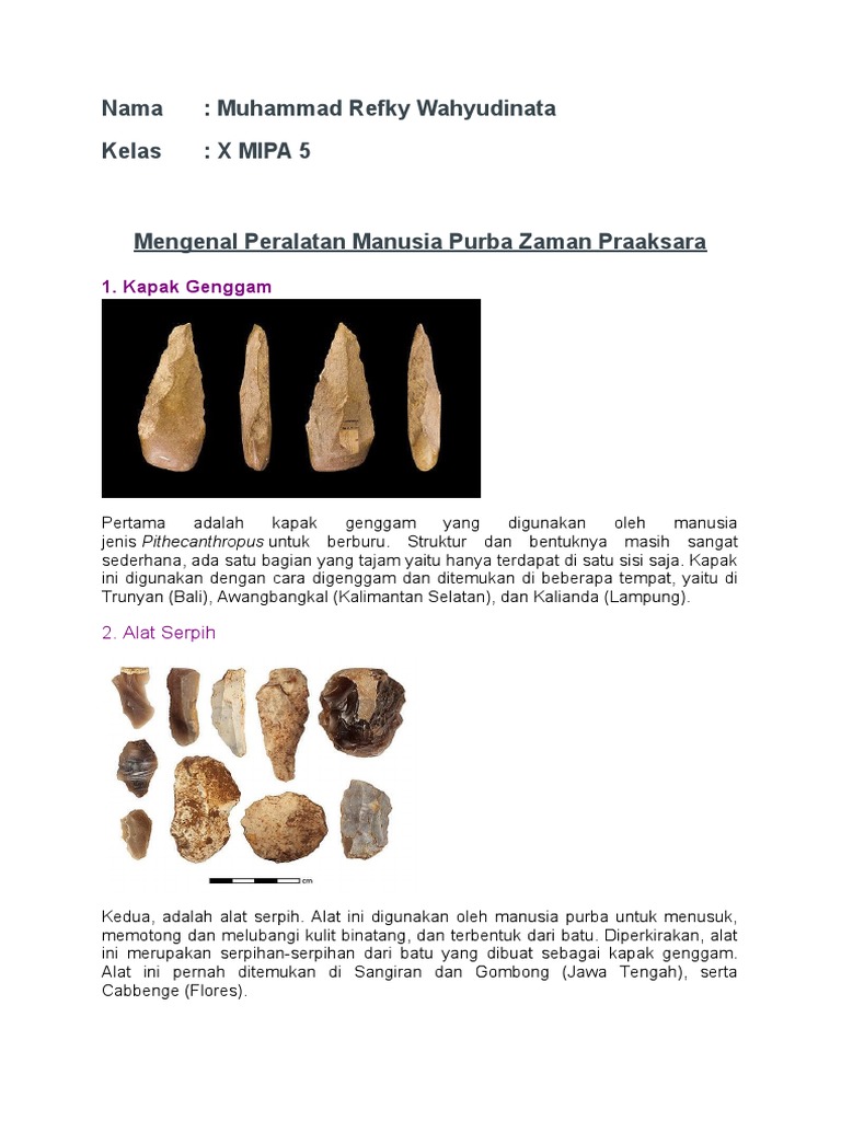 Mengenal Peralatan Manusia Purba Zaman Praaksara | PDF