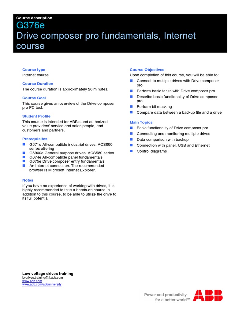 Drive Composer Pro Fundamentals, Course Course Type Course